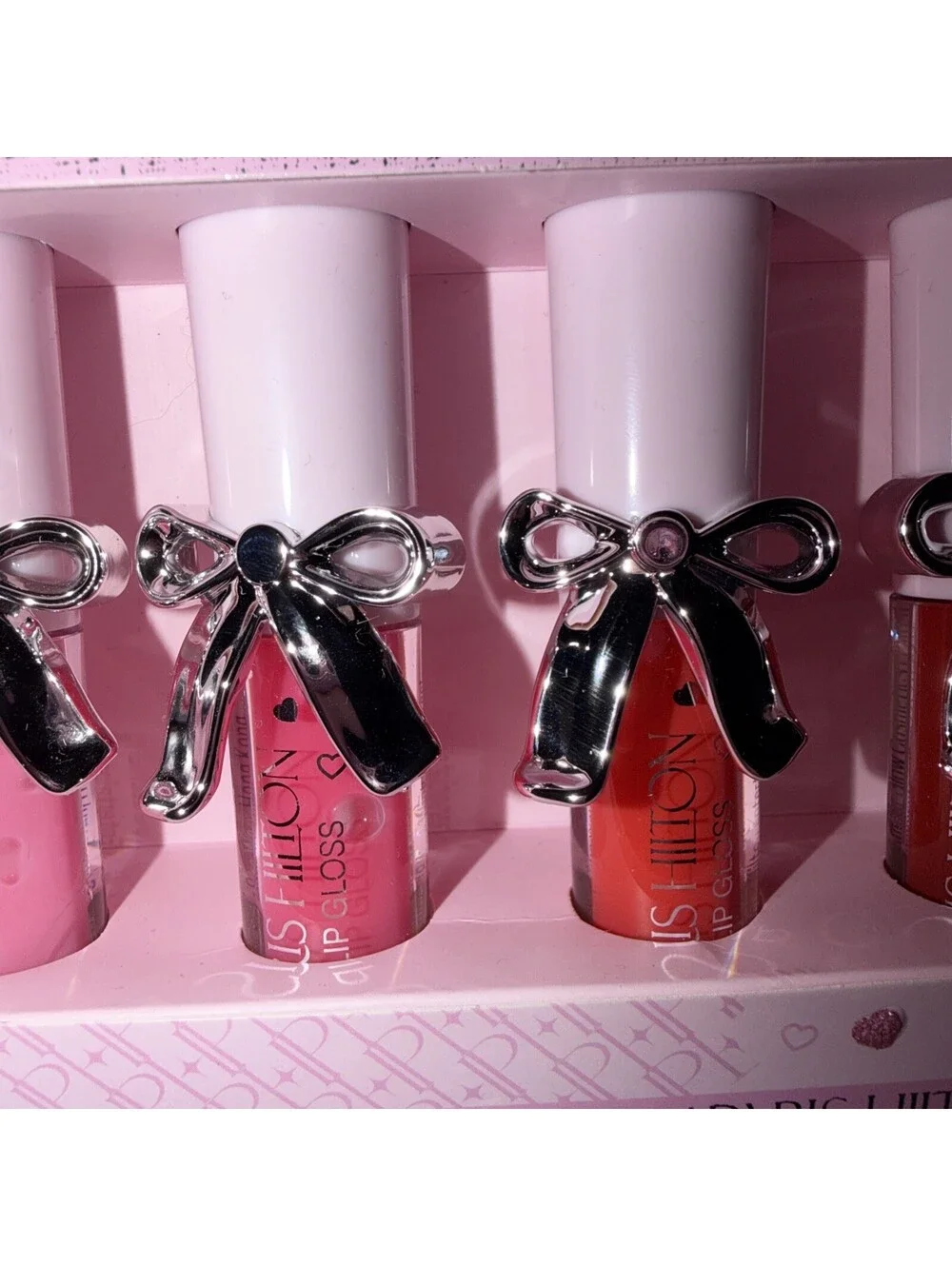 Paris Hilton Lip Affair 4 Pc Lip Gloss Set Pink Red Burgandy New Sealed